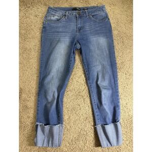 1822 Denim Jean Women 8 Taylor Cuffed Skinny Medium Wash Denim Whiskered Hipster